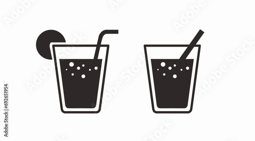 Drinks Icon Set. Vector isolated back and white set of different drinks