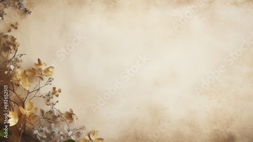 Vintage paper background with leaves