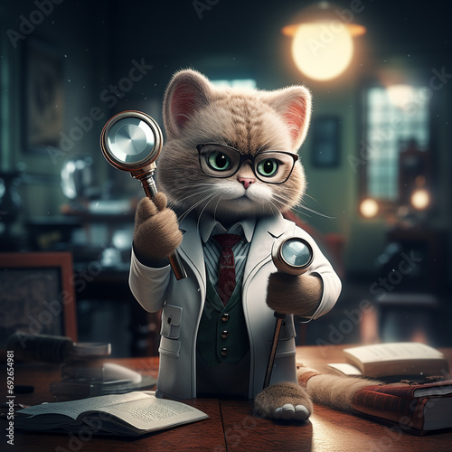 cat cute cartoon background portrait illustration d