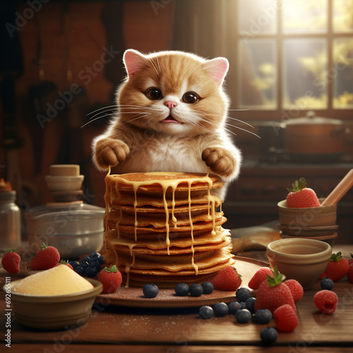 cat cute cartoon background portrait illustration a