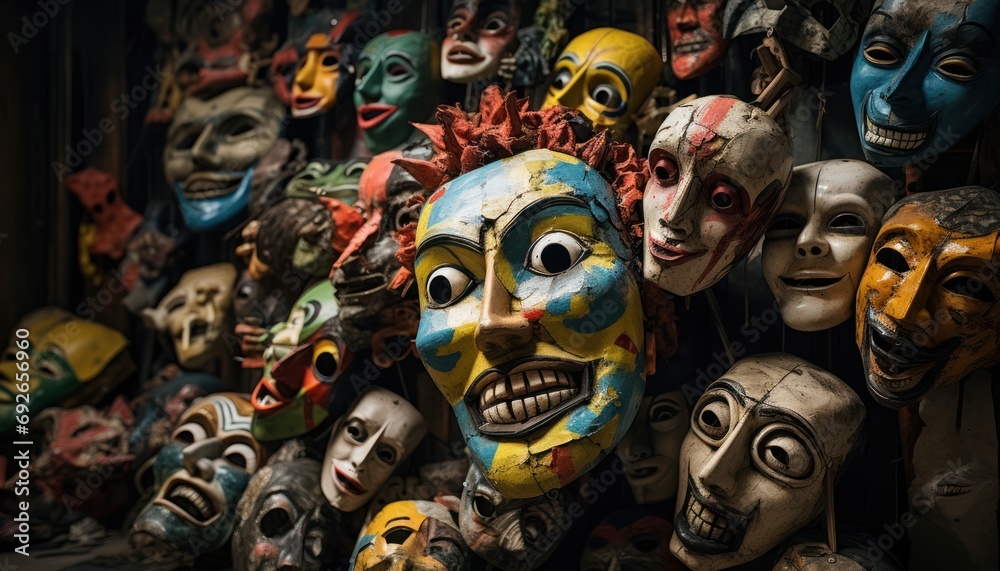A Collection of Masks on Display