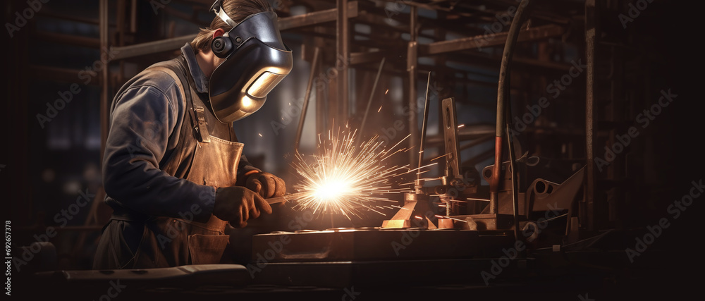 Master of Craft: Skilled Welder at Work in Industrial Environment