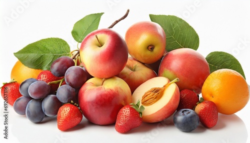 Ripe fruits isolated on white background. 