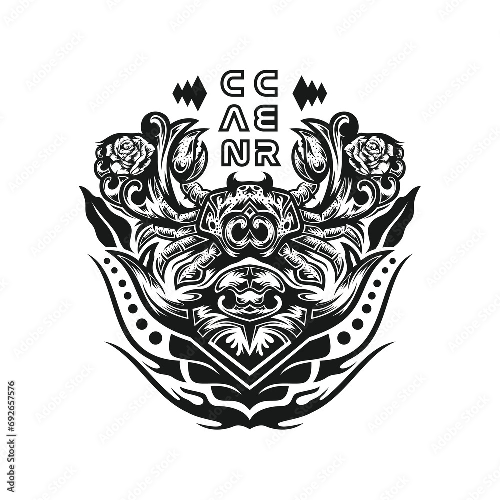 Silhouette cancer zodiac design vector