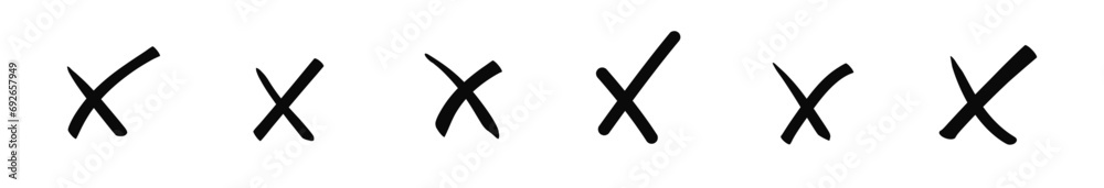 Doodle cross marks marker hand drawn. Brush stroke cross tick pencil Doodle cross marks marker hand drawn. Brush stroke cross tick pencil