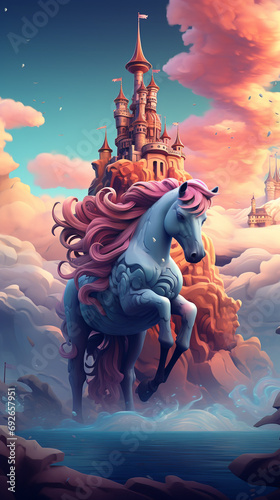 horse cute cartoon background portrait illustration n
