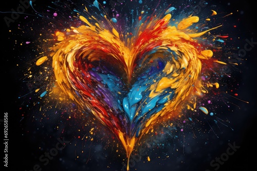 Conceptual image of love expressed through colorful paint strokes, representing the vibrant and dynamic nature of deep emotions