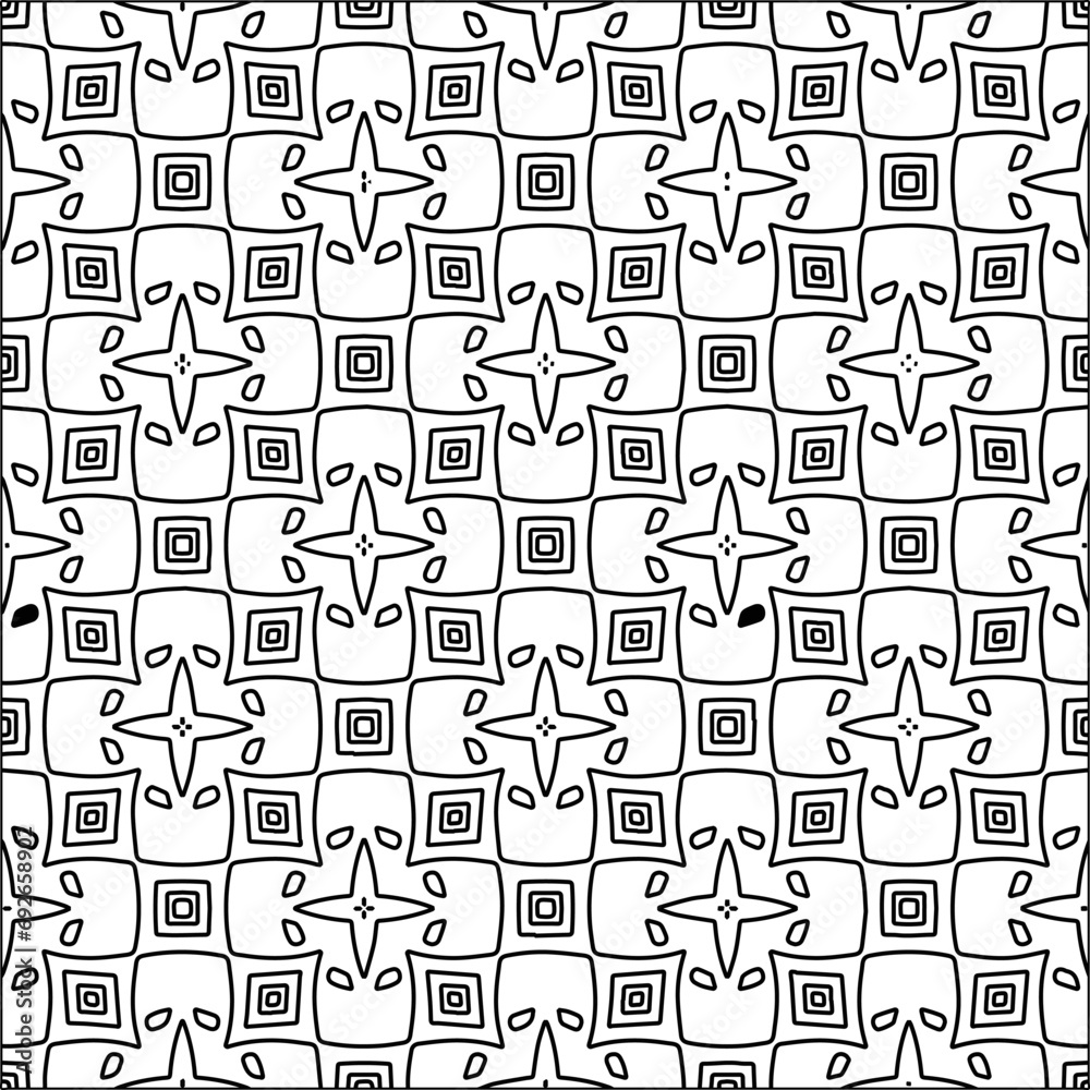 Figures from lines.Black pattern on white wallpaper for web page, textures, card, poster, fabric, textile. Abstract background.Repeating background image.White texture. Lines form shapes. Figures from lines.Black pattern on white wallpaper for web page, textures, card, poster, fabric, textile. Abstract background.Repeating background image.White texture. Lines form shapes.