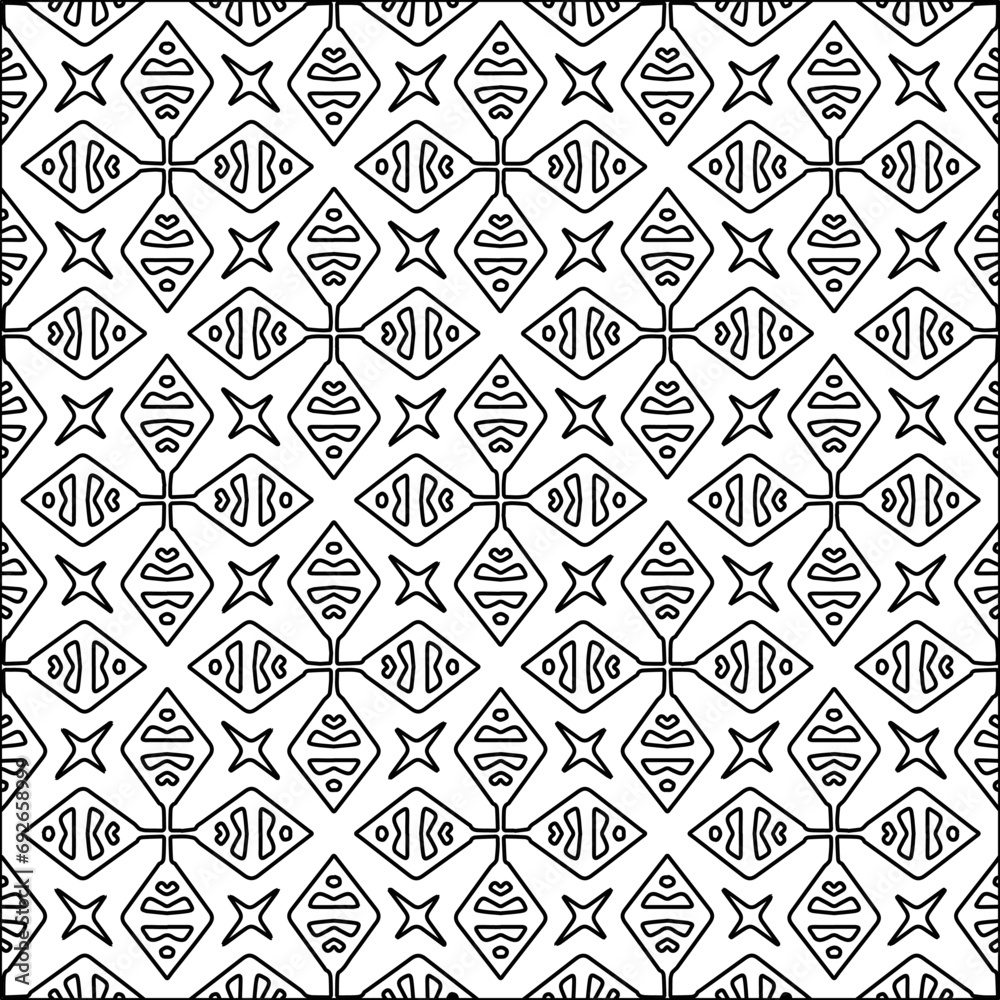 Figures from lines.Black pattern on white wallpaper for web page, textures, card, poster, fabric, textile. Abstract background.Repeating background image.White texture. Lines form shapes. Figures from lines.Black pattern on white wallpaper for web page, textures, card, poster, fabric, textile. Abstract background.Repeating background image.White texture. Lines form shapes.