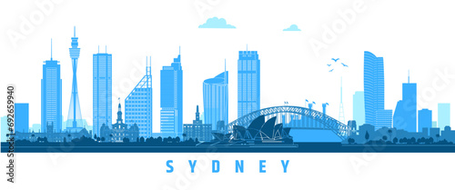 City silhouette landmarks australia vector graphics flat illustration	