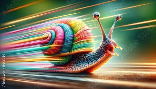 Colorful Speeding Snail photo