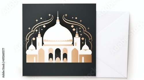 A contemporary Eid greeting card, featuring a sleek design with ample space at the center for a personalized Eid message.