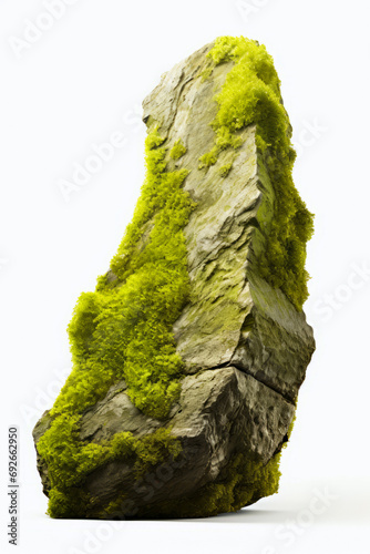 Rock with green moss growing on it's side.