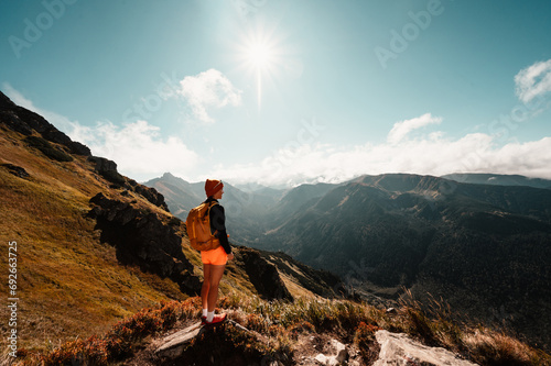 Mountain Tatras landscape. View from ridge of the Poland Tatras. Hiking from Kasprowy Wierch peak to Gievont peak . View on zakopane and Ticha valley. photo