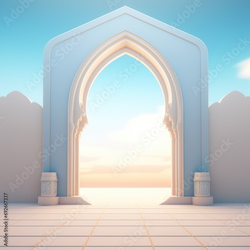 Islamic Doorway Arch, Animated Gif Style 3D 