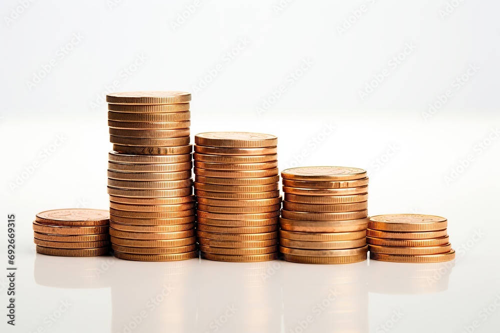 Stack of coins on white background Stack of coins on white background