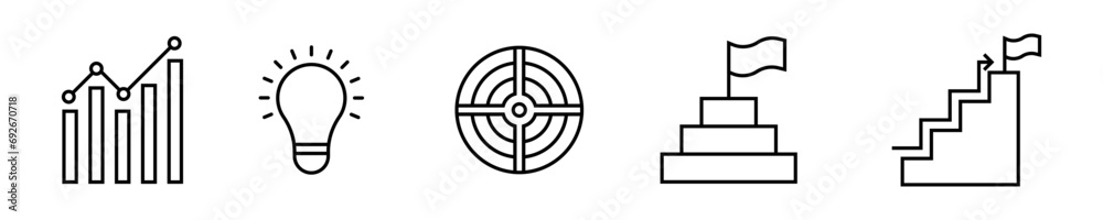 Success and Growth Editable Icons set Success and Growth Editable Icons set
