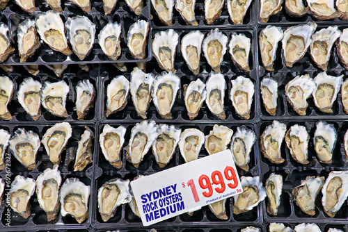 Sydney. New South Wales. Australia. The Fish Market. Fresh Oysters photo