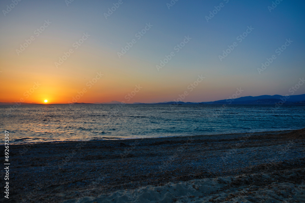 Greece seascape in the evening of a sunny summer day