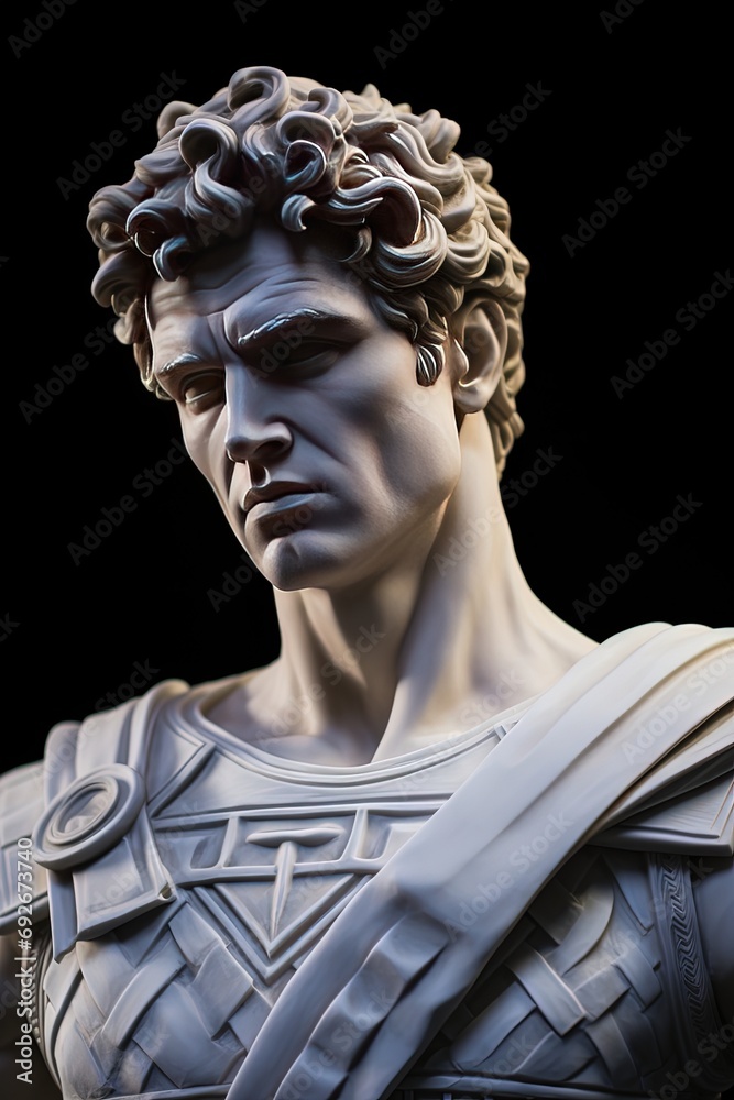 Abstract ancient roman, greek stoic person, marble, stone sculpture, bust, statue. Modern stoicism. Great for fitness or stoic quotes.