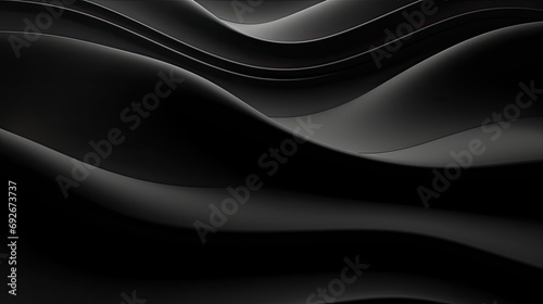 Modern 3D minimalist background. undulating black surface with copy space. 