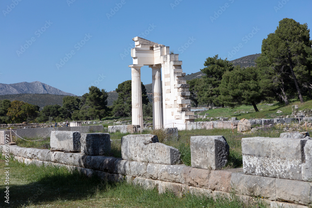 Greece ruins of ancient Epidaurus on a sunny summer day