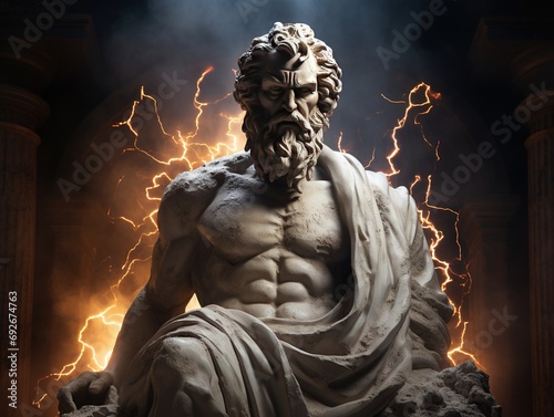 Abstract ancient roman, greek stoic person with a muscular body, marble sculpture, bust, statue. Modern stoicism. © MiniMaxi