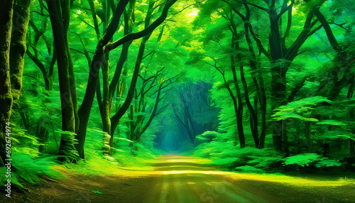 forest, trees, nature, tree, landscape, path, mist, green, sun, light, woods, misty, fog, wood, park, autumn, sunlight, road, spring, leaf, leaves, summer, foliage, trail, fall