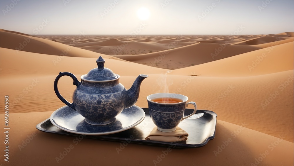 tea in the Sahara - obrazy, fototapety, plakaty 