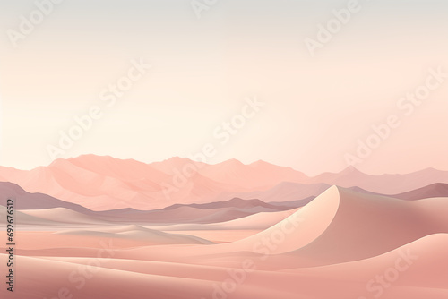 Minimalist desert landscape with peach fuzz dunes