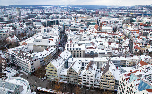 aerial view over Ulm christmas market