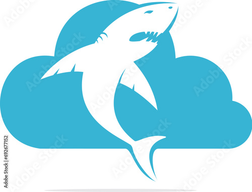 Shark and cloud vector logo design.