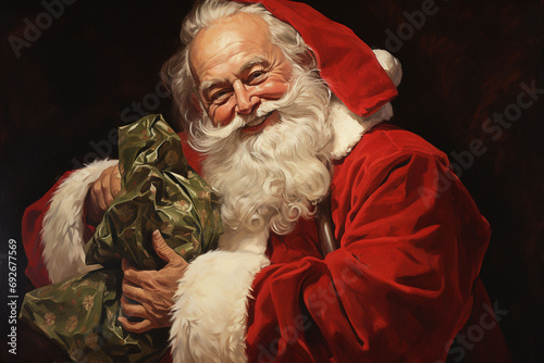 Santa Claus with Gifts Created with Generative AI