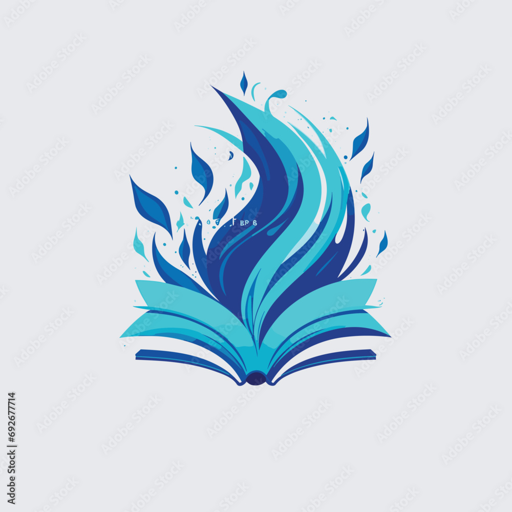 2d vector illustration logo about knowledge, writing and science with a book symbol