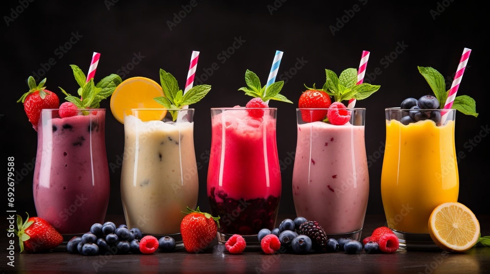 Fruit and berry fresh smoothies. Fruit and berry fresh smoothies.