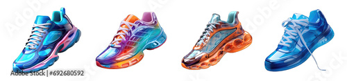 colorful sports shoe pair design on transparent background photo
