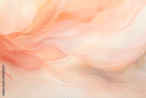 Abstract watercolor strokes in peach fuzz creating a soothing composition © Anna