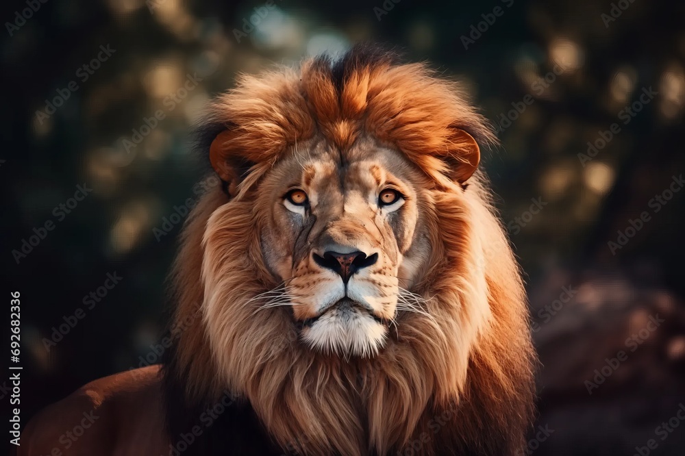 Naklejka premium Сlose up portrait of lion