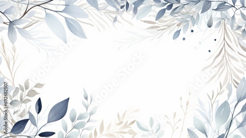 Floral frame with leaves and branches. background for your design Generative AI