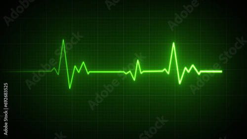 Emergency ekg monitoring. Blue glowing neon heart pulse. Heartbeat. Electrocardiogram 