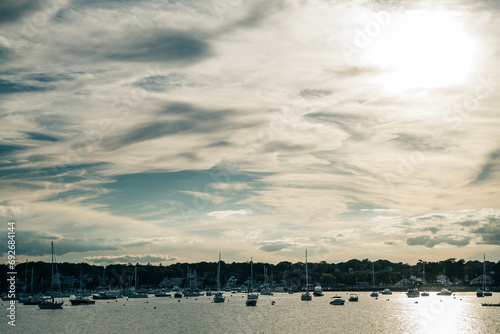 Scituate Harbor overlooks a breakwater in Massachusetts - oct, 2022 photo