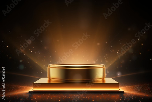 Gold podium for product presentation.