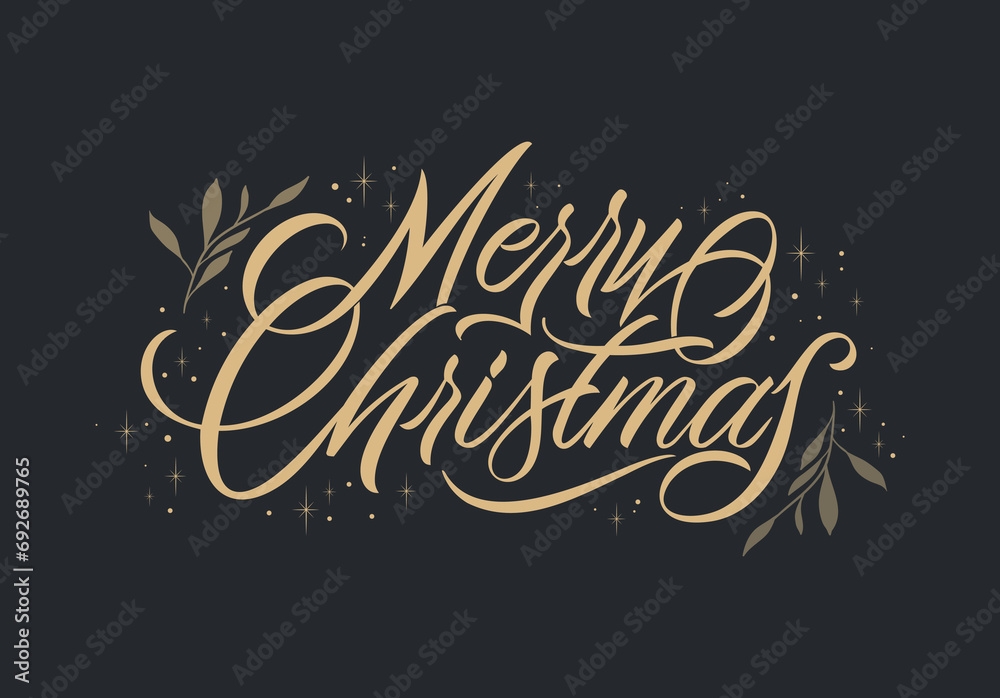 Merry Christmas vector text Calligraphic Lettering design card template. Calligraphic handmade lettering.