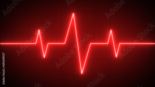 Emergency ekg monitoring. Blue glowing neon heart pulse. Heartbeat. Electrocardiogram	