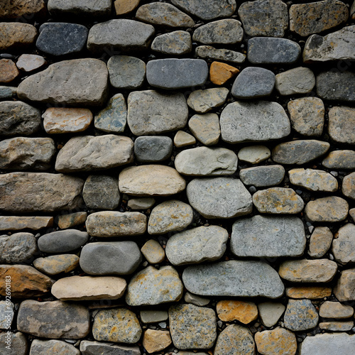 Vielfältige Kieselsteine in einer stabilen Mauer - Detailansicht