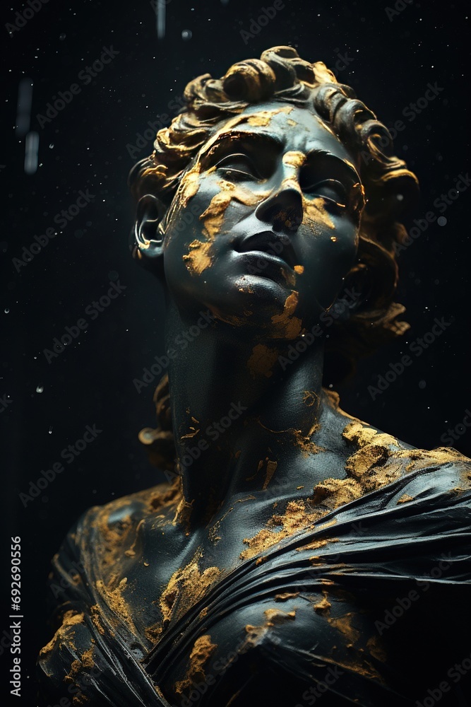 Abstract ancient roman, greek stoic person with a muscular body, marble