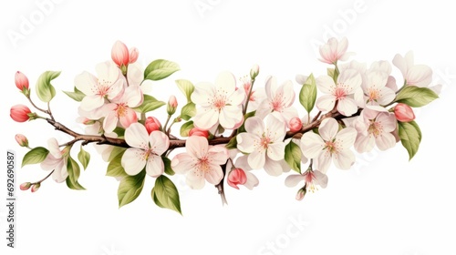 Branch of blooming sakura flowers. illustration isolated on white background. Generative AI © Alex
