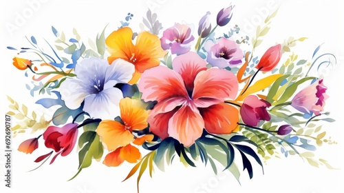 Beautiful bouquet of colorful flowers. illustration for your design Generative AI