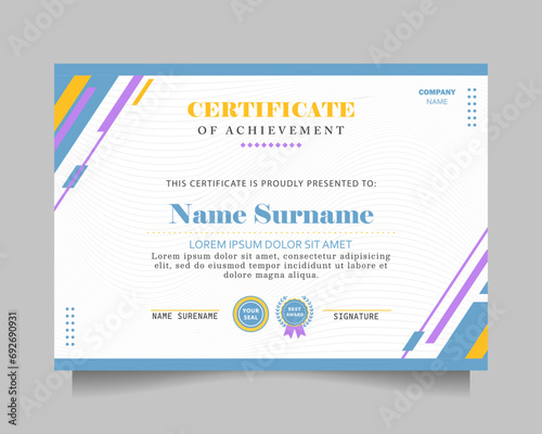 modern certificate of achievement template. vector illustration