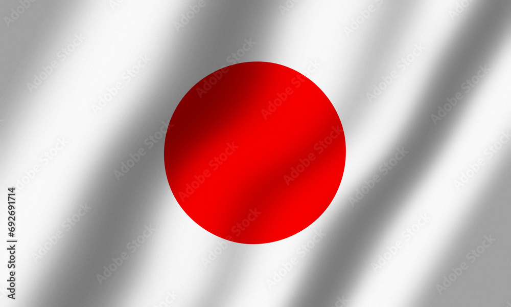 Powiewająca Flaga Japonii 3D - obrazy, fototapety, plakaty 